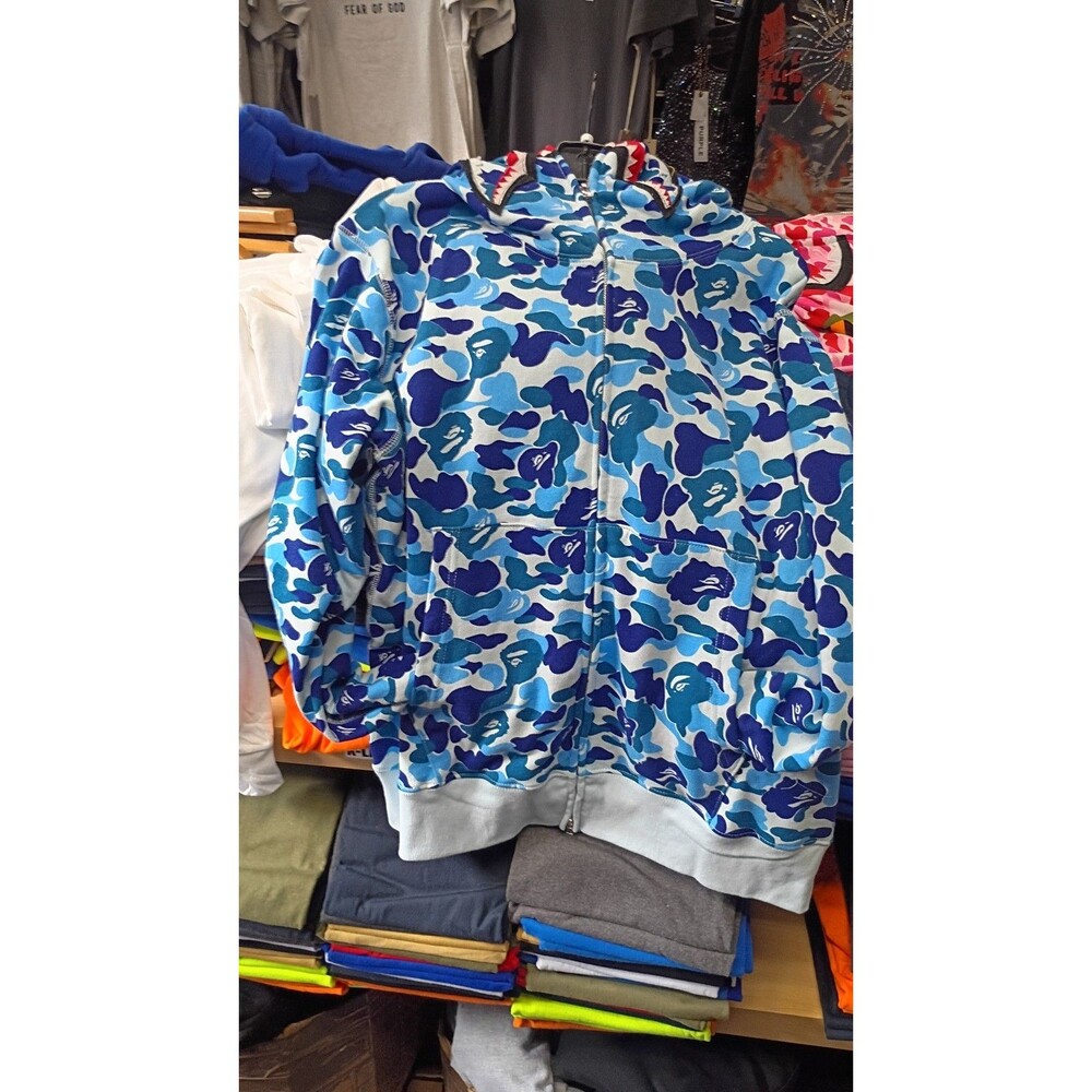 Boot rep A bathing ape BAPE ABC Camo Shark Full Zip Hoodie Blue size xl